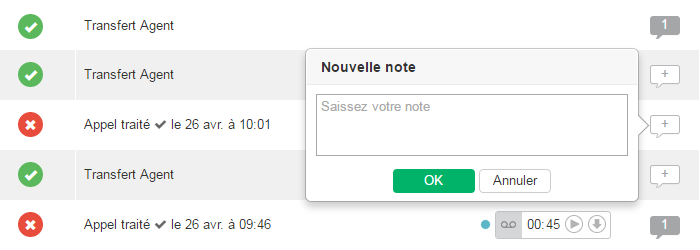 Ajouter une note dans le journal des appels de votre Call Manager Dexem